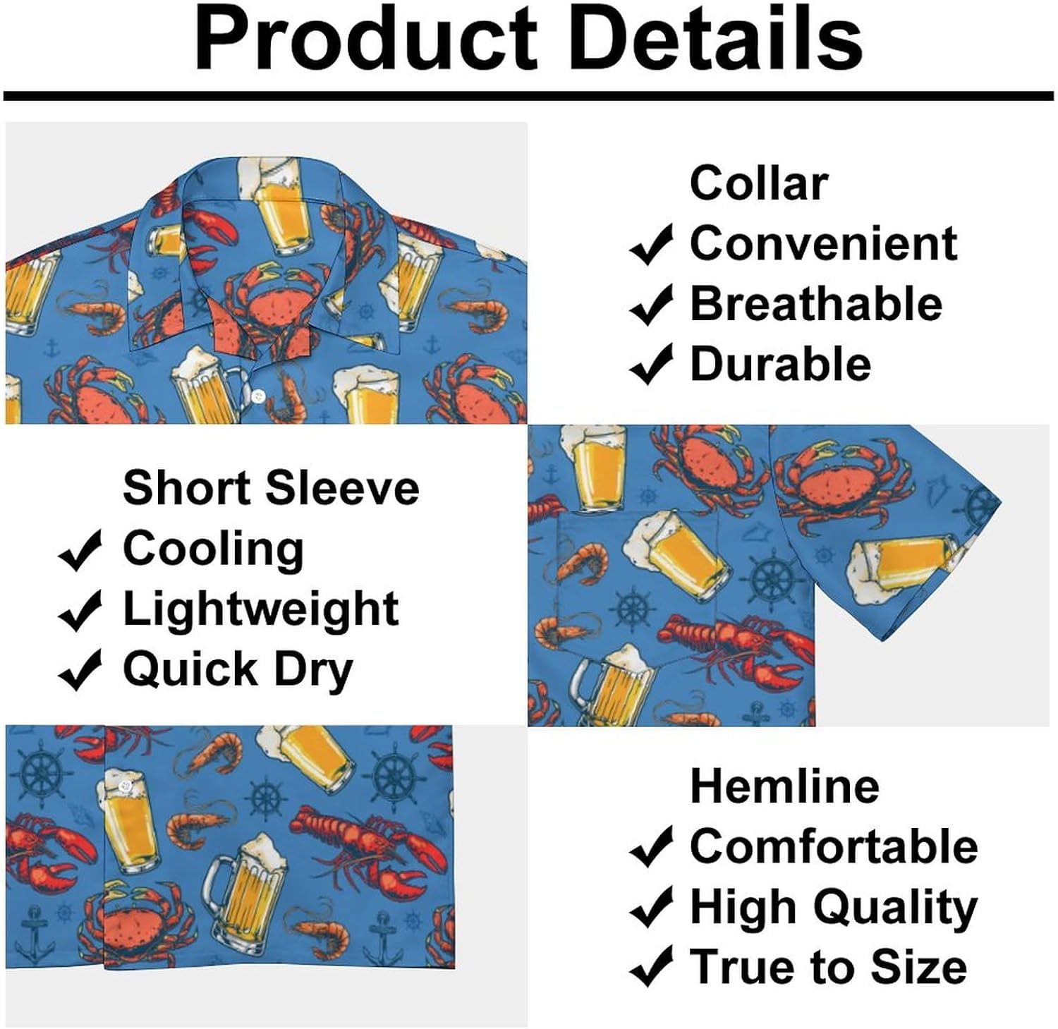 Men's Novelty Button Up Shirt Funky Short Sleeve Party Shirts Casual Hawaiian Beach Shirt - Image 6
