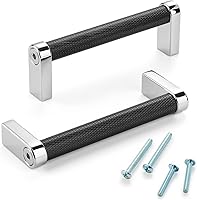 Vista 30 de Paquete de 5 tiradores de gabinete de 3–3/4 pulgadas estriado en negro y oro, manijas de gabinete mate en negro y oro cepillado AP1311, herrajes