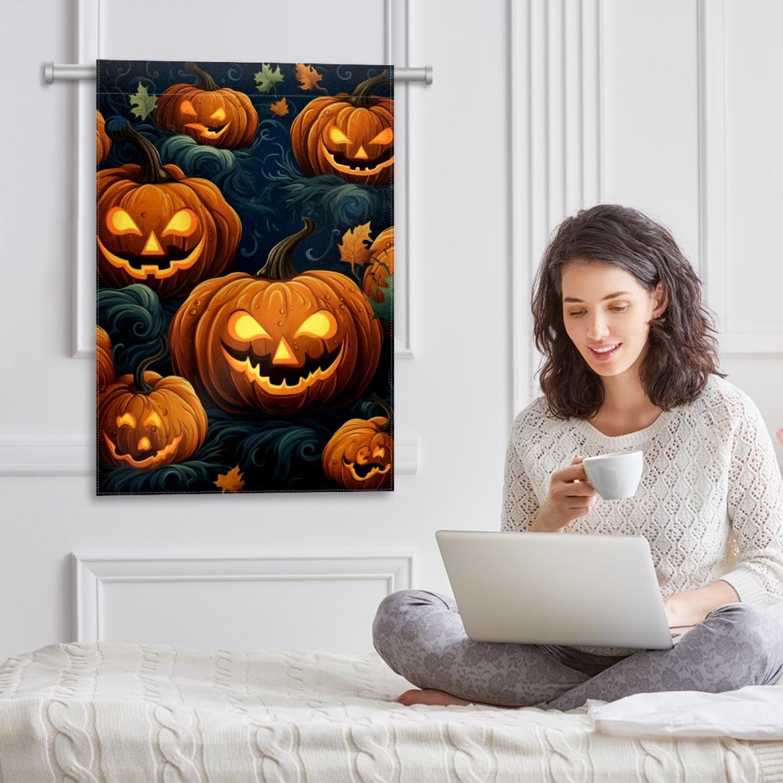 Halloween Kürbisse Gartenflagge – 30,5x45,7 Cm, Doppelseitig Bedruckt, Jute, Wetterfest – Für Hof & Terrasse