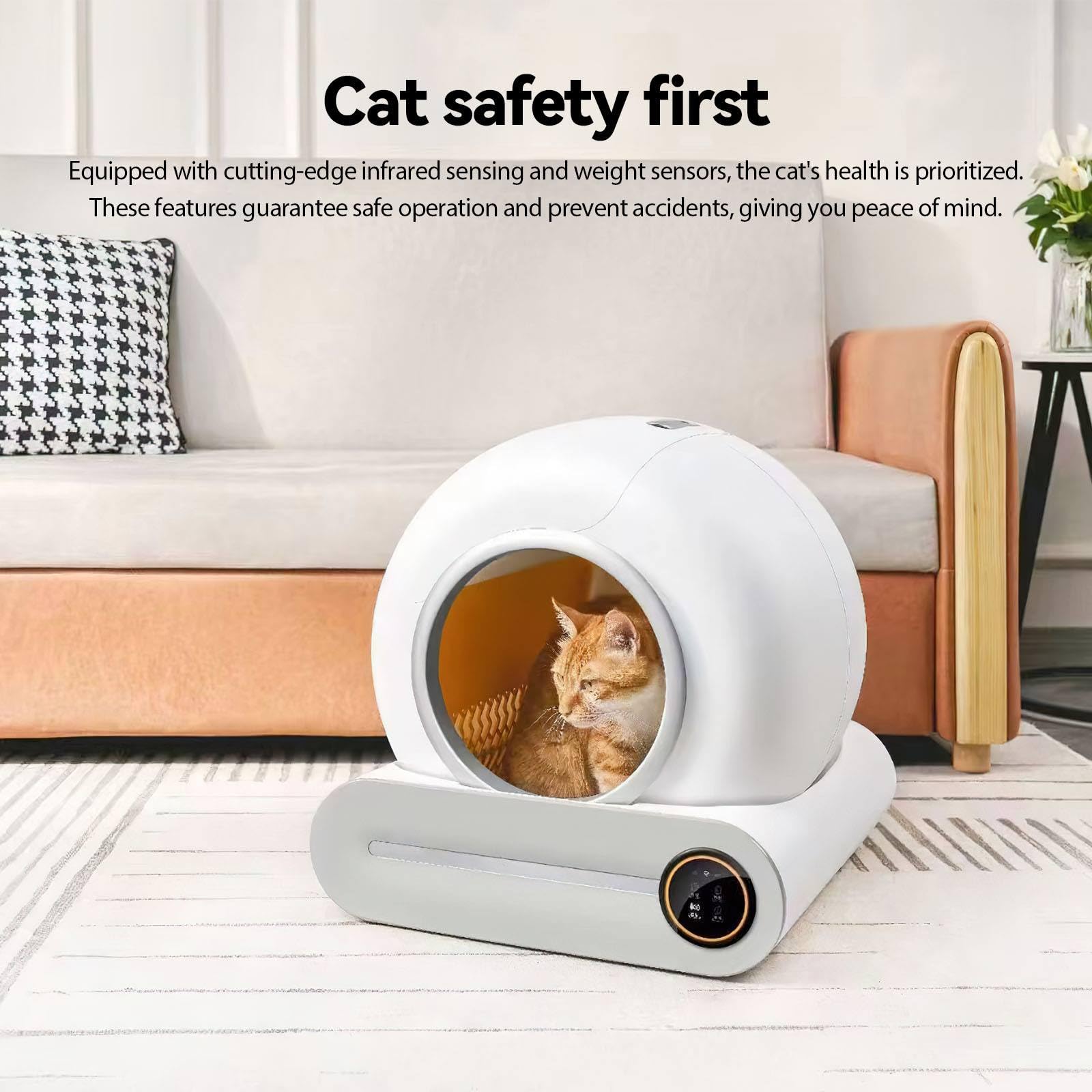 65L 2,4 g Wi-Fi Litiere Chat Autolimpiante, 4 modos de limpieza inteligentes, ultra seguro/controlado por aplicación/desoxidante y autolimpiante, apto para gatos de 1 kg a 8 kg