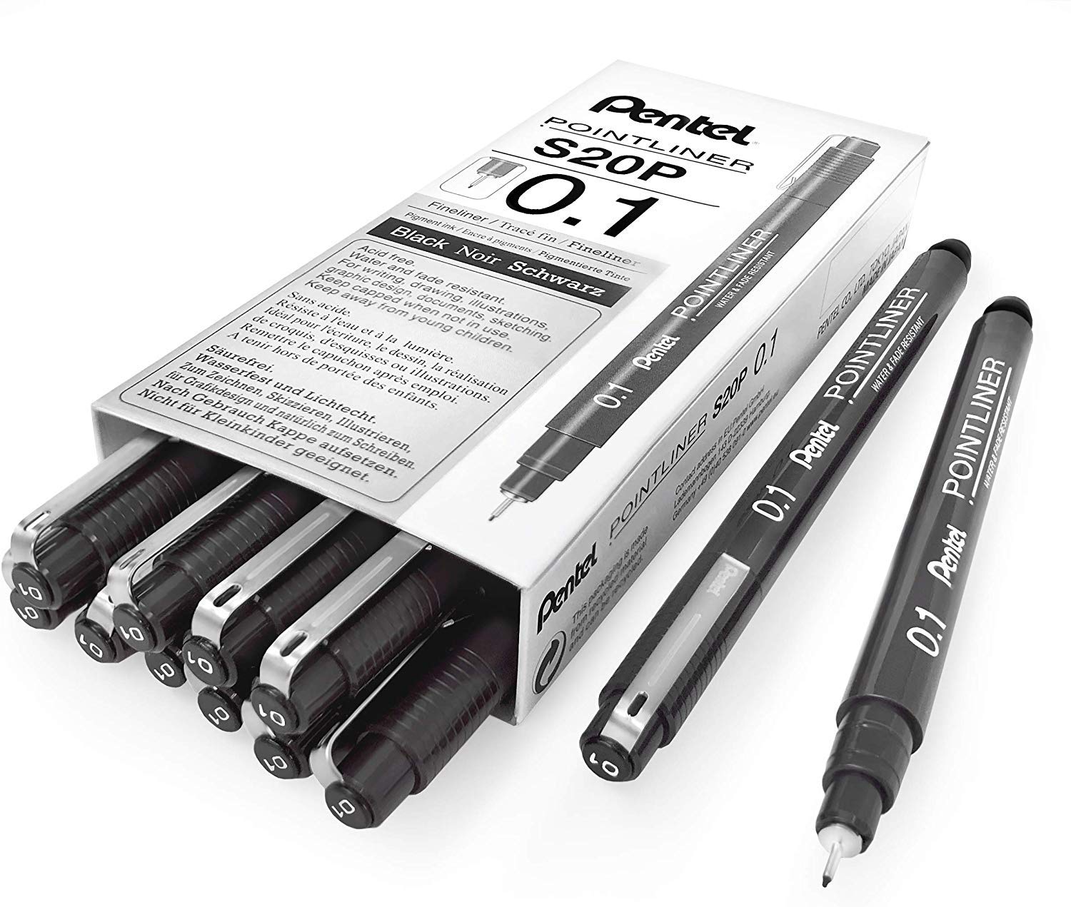 Pentel P/liner Pigmt Line 0.1 Blk 12