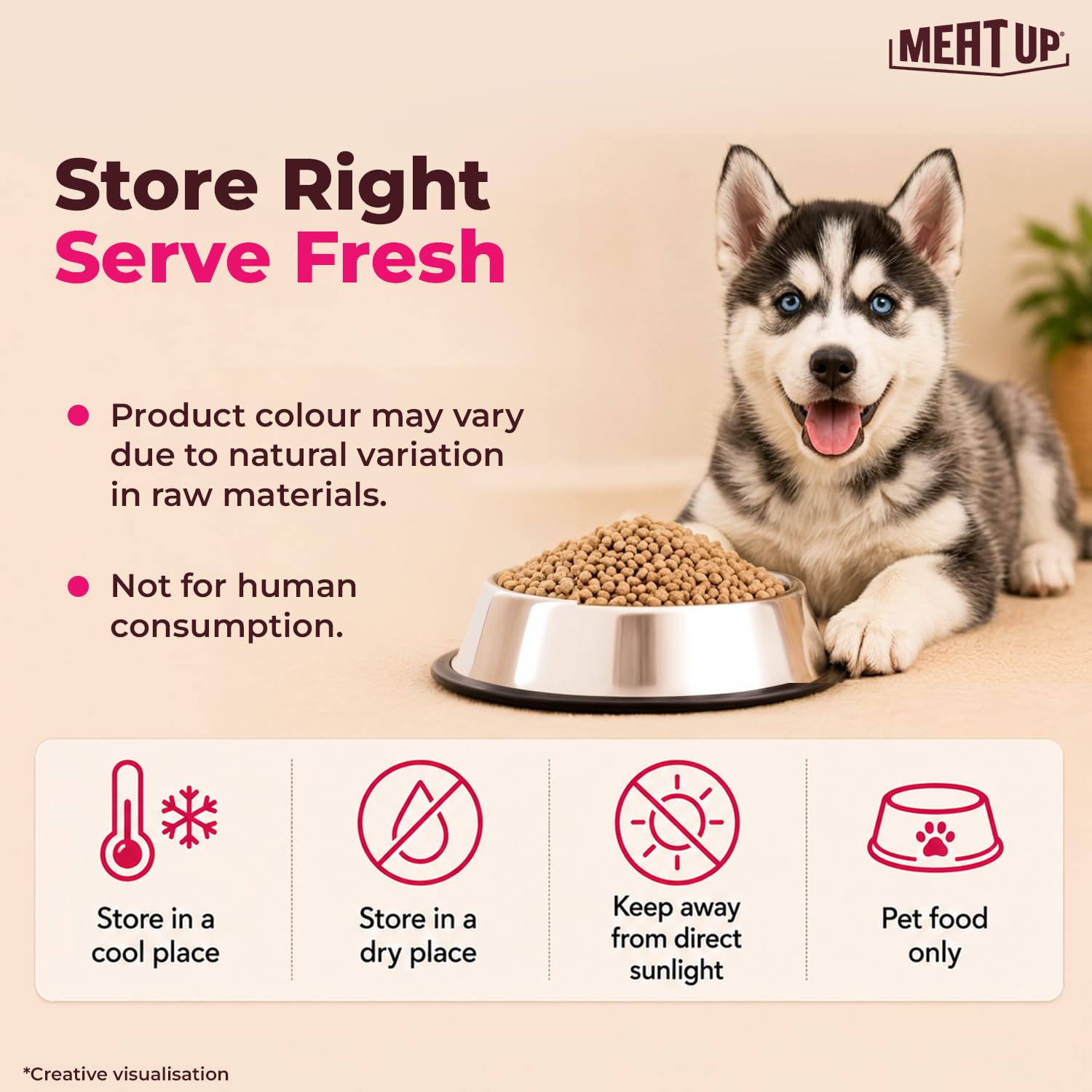 Meat Up Puppy Dry Dog Food 6kg (3kg + 3kg Free) | Chicken & Milk Flavour | Supports Brain & Nervous System Development | Maintains Digestive Health | Enriched with Vitamins & Minerals 3