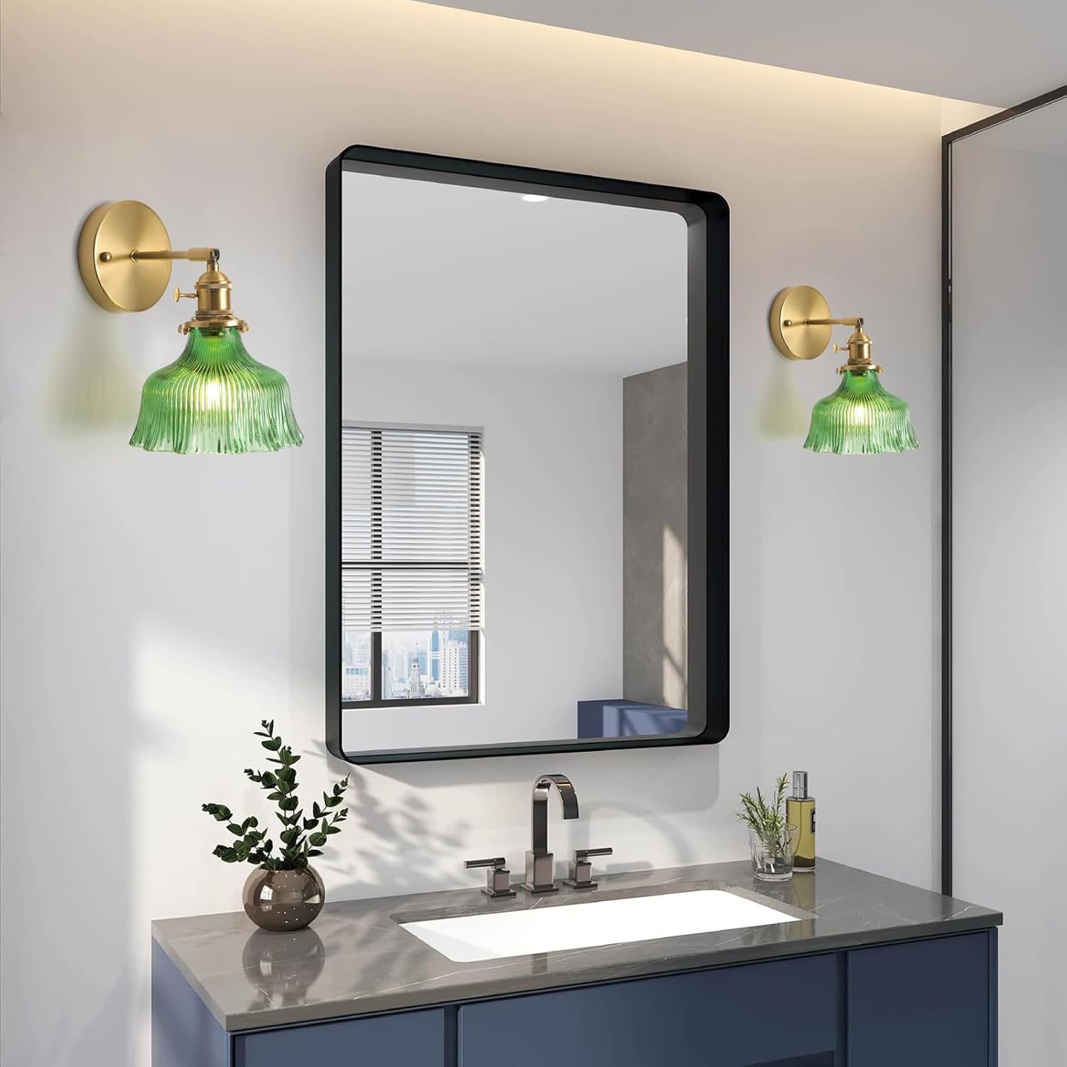 Wall Sconces, Vintage Wall Lighting Fixture with Switch 180 Degree Adjustable, Glass Modern Wall Lamp for Bedroom Bathroom Doorway Living Room