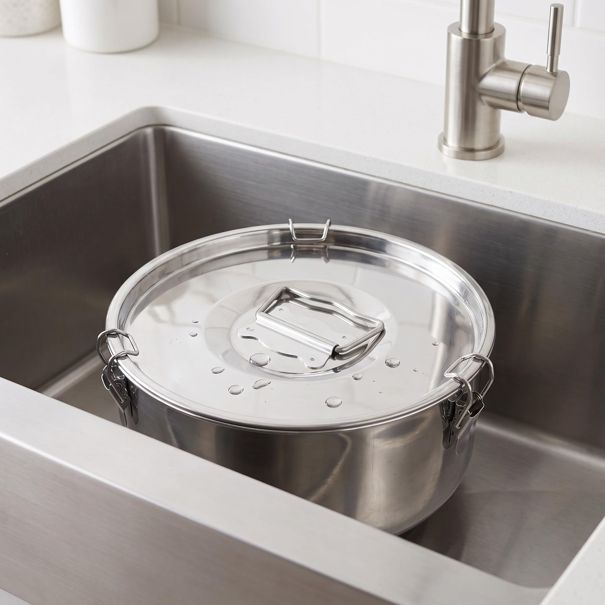 Gatuida Molde para flan con tapa: 1900 g (8,27 pulgadas), sartén y vaporera de acero inoxidable, olla de cocina para hornear al baño maría, pudines y quiches, recipientes para cocinar al vapor con