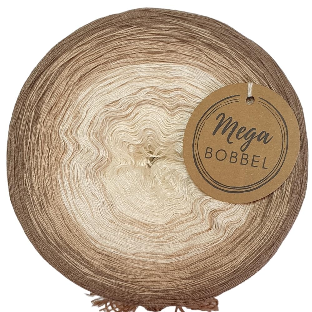 MegaBobbel*Wüstenstaub*A254* (Außenfarbe: Schlamm) Farbverlaufsgarn - Lace Garn Bobbel Wolle zum Häkeln & Stricken - 50% Baumwolle/50% Polyacryl (4 fädig, 3750m)