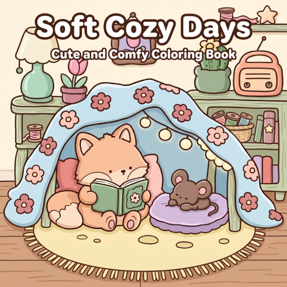 Soft Cozy Days Coloring Book: Cute and Comfy Coloring Book for Adults and Kids with Cozy Animal Scenes, Hygge Moments, and Bold Easy Designs for Relaxation