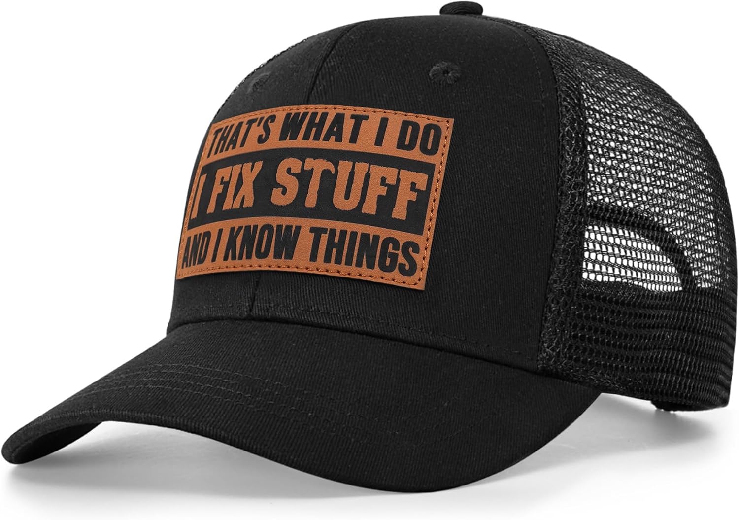 Funny Mens Trucker Hats - I Fix Stuff and Know Things Hat for Men Dad Father Uncle - Adjustable & Breathable Casual Wear - Image 2