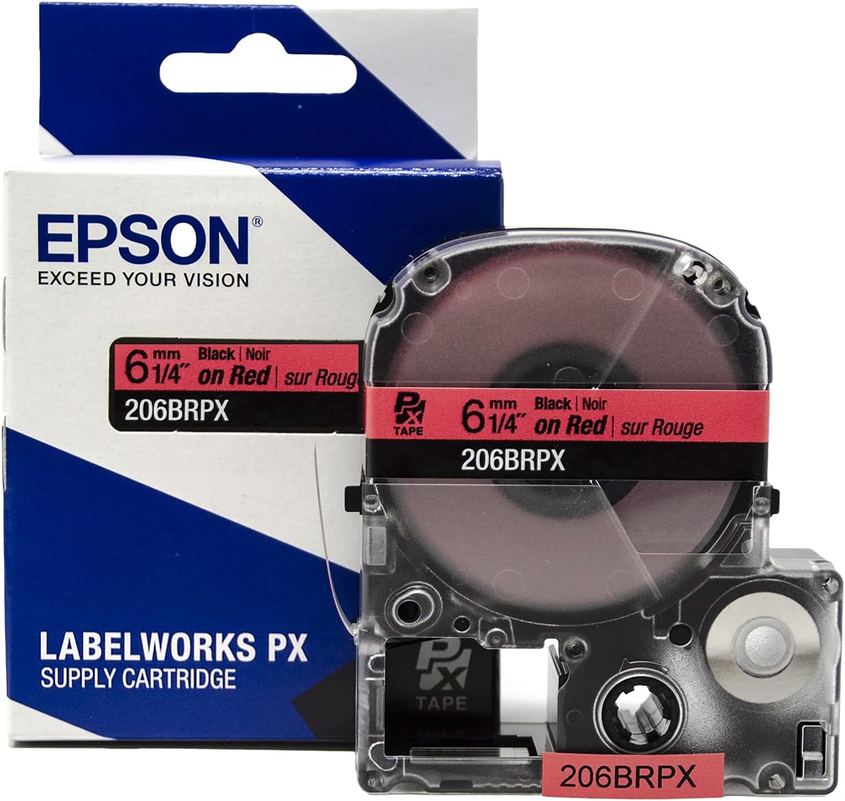 Epson LABELWORKS 206BRPX Genuine PET (Polyester) Tape Cartridge - Black on Red Label Maker Tape - 1/4" (6MM) Wide, 30' - Image 6