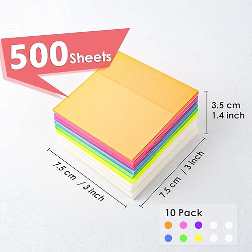 Miniatura 3 de MIUTME - Notas adhesivas transparentes 500 hojas de notas de color translúcido impermeable 3 x 3 pulgadas 50 hojas por bloc 6 almohadillas coloridas