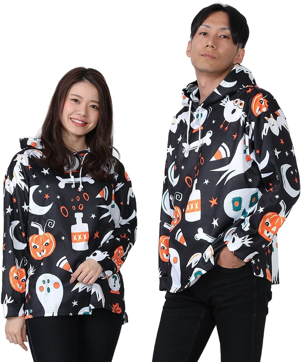 [monoii] 【 選べる ハロウィン パーカー レディース メンズ ハロウィーン かぼちゃ 衣装 ペア カップル 家族 Halloween 仮装 コスチューム ユニセックス