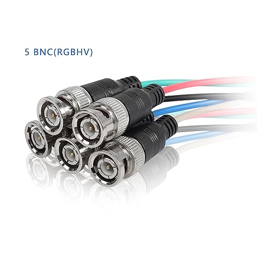 Miniatura 3 de MEIRIYFA Cable adaptador VGA a BNC, HD15 VGA a 5 BNC RGBHV macho coaxial de alta resolución para HDTV Monitor Cable (negro)