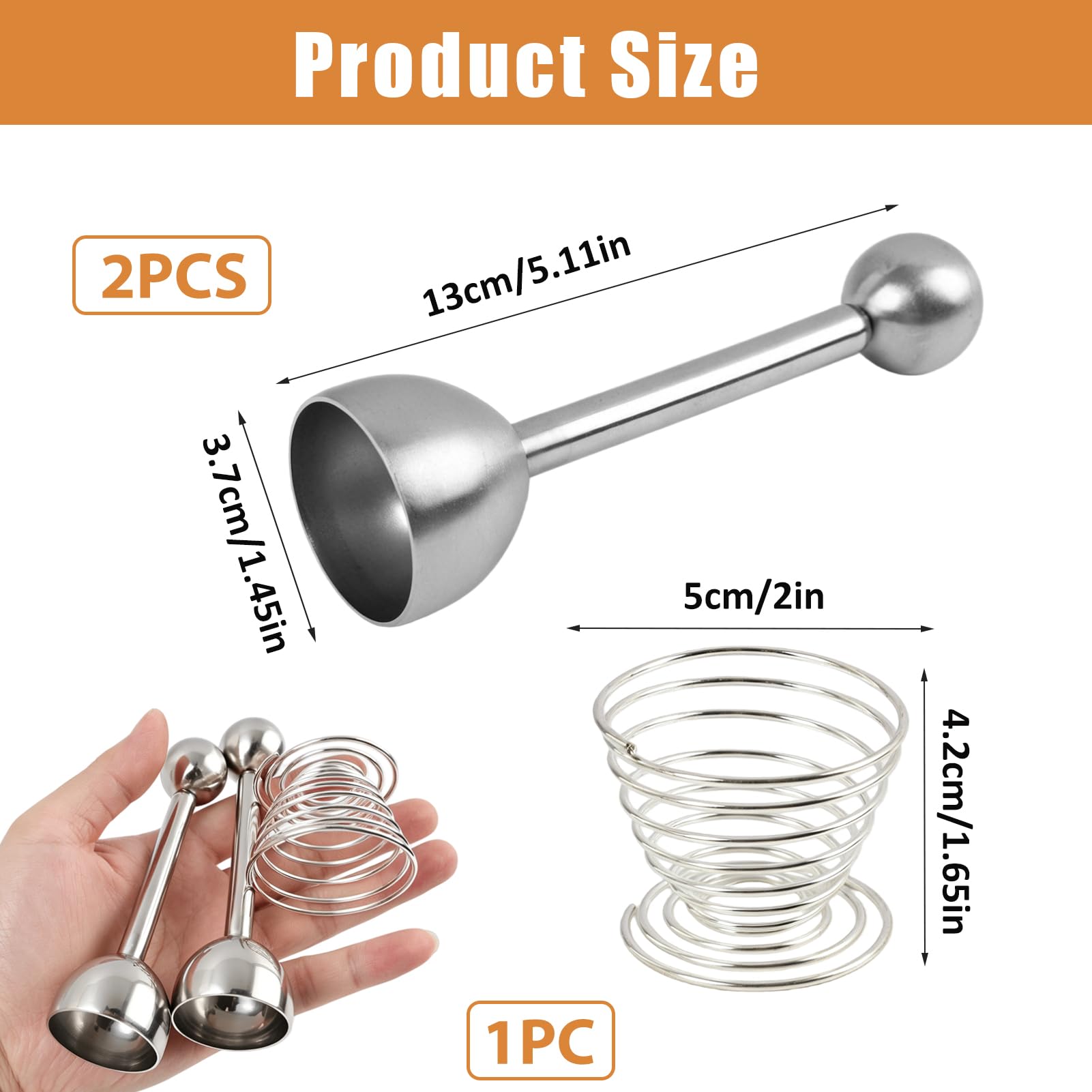 2pcs Abridor de cáscaras de huevos cocidos de acero inoxidable Incluye cortador de huevos, separador y un huevero, perfecto para huevos duros, blandos y crudos Fácil de usar