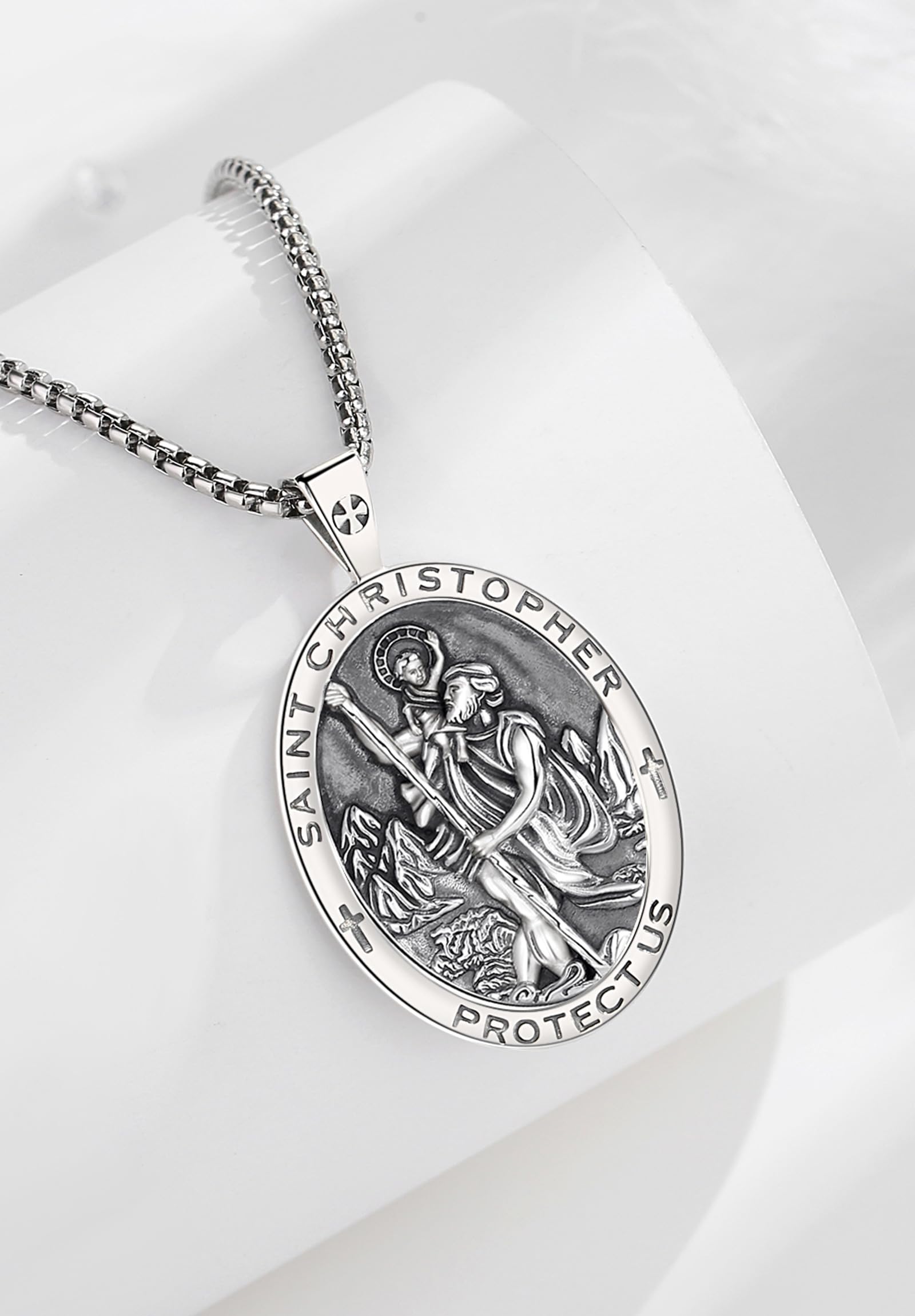 Srebro próby 925 St Christopher/St Michael/St Benedict/St Jude/Virgin Mary/St Gabriel/St Gabriel/St Anthony Naszyjnik dla mężczyzn i kobiet, ochrona religii, amulet, wisiorek,