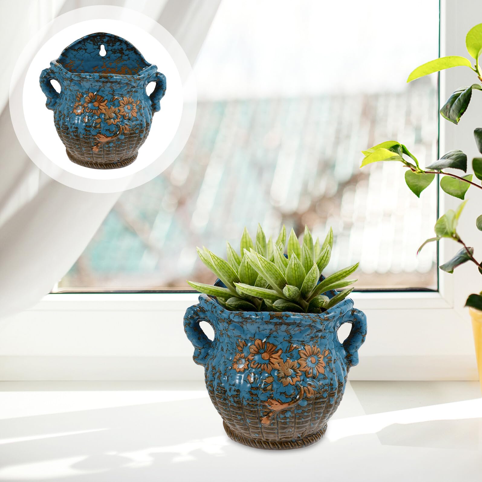 Ceramiczna Wisząca Doniczka Do Sukulentów Dekoracyjny Kwietnik Ścienny Oszczędzająca Miejsce Donica Do Małych Roślin i Wnętrz