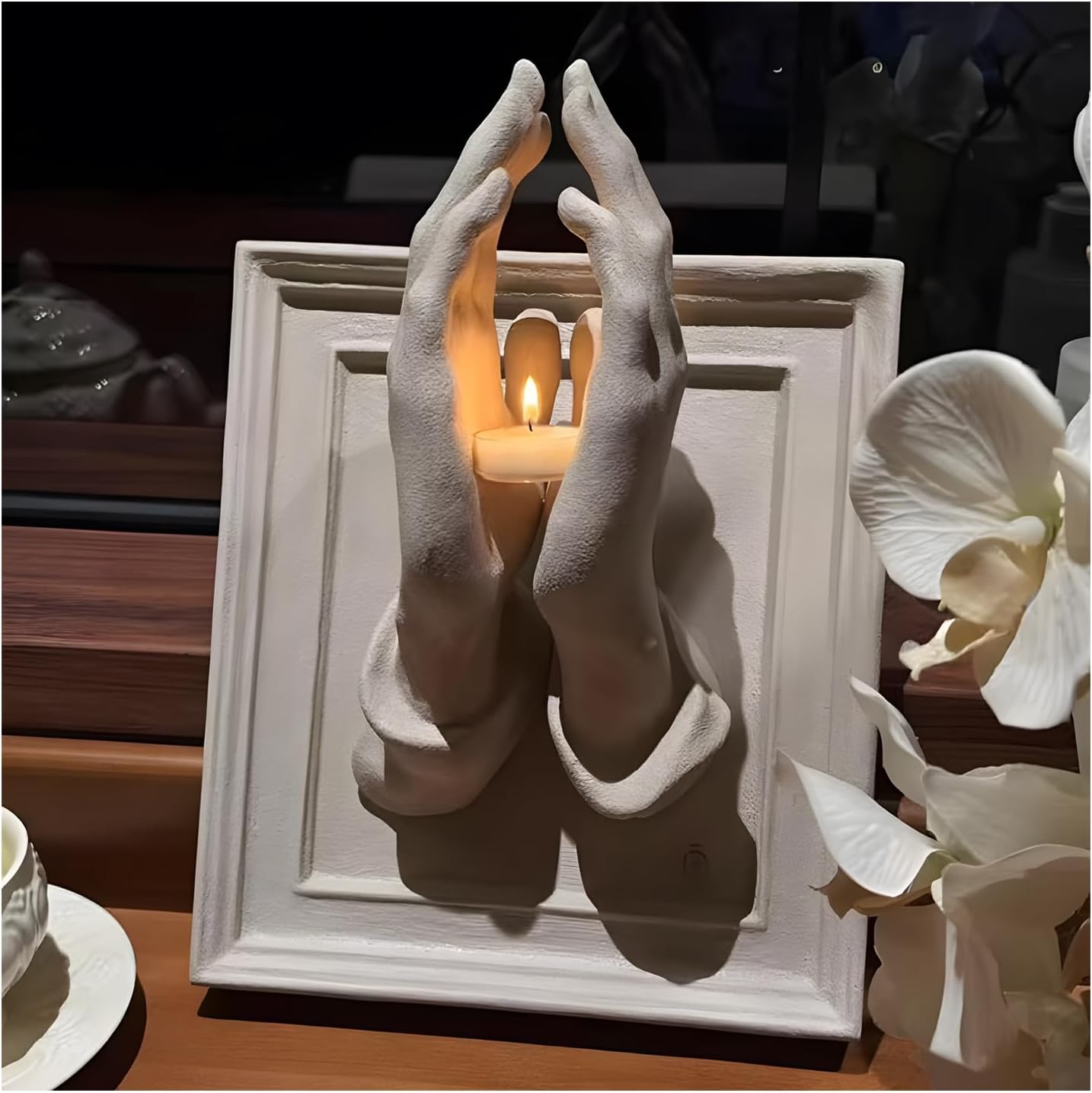 Praying Hands-A Perfect Blend of Warmth and Wishes, Praying Hands Candle Holder, 3D Wall Sconce Art Sculpture, Decorative Candle Holder, Inspirational Prayer for Home, Office, Church Decorations