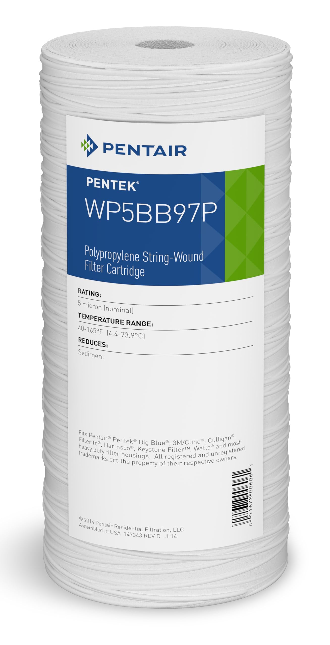Filtro Pentek WP5BB97P cartucho de hilo bobinado de 10 pulgadas para sedimentos