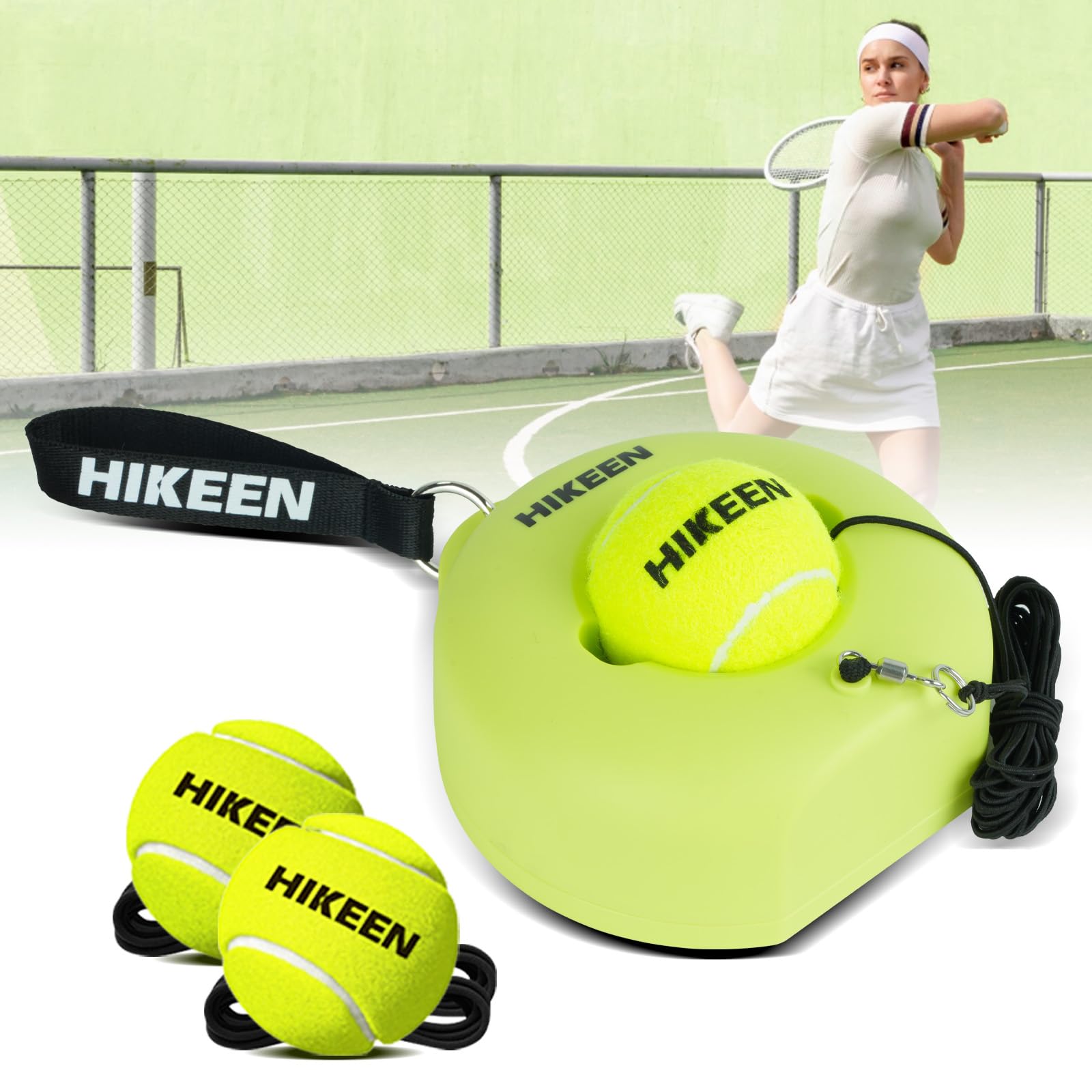 BOOSTEADY Entraîneur de Tennis avec 3 Balles de Tennis, Kit d'Entraînement de Tennis Portable avec Base en Métal, Équipement d'Entraînement de Tennis pour Adulte Adolescent Joueur Débutant