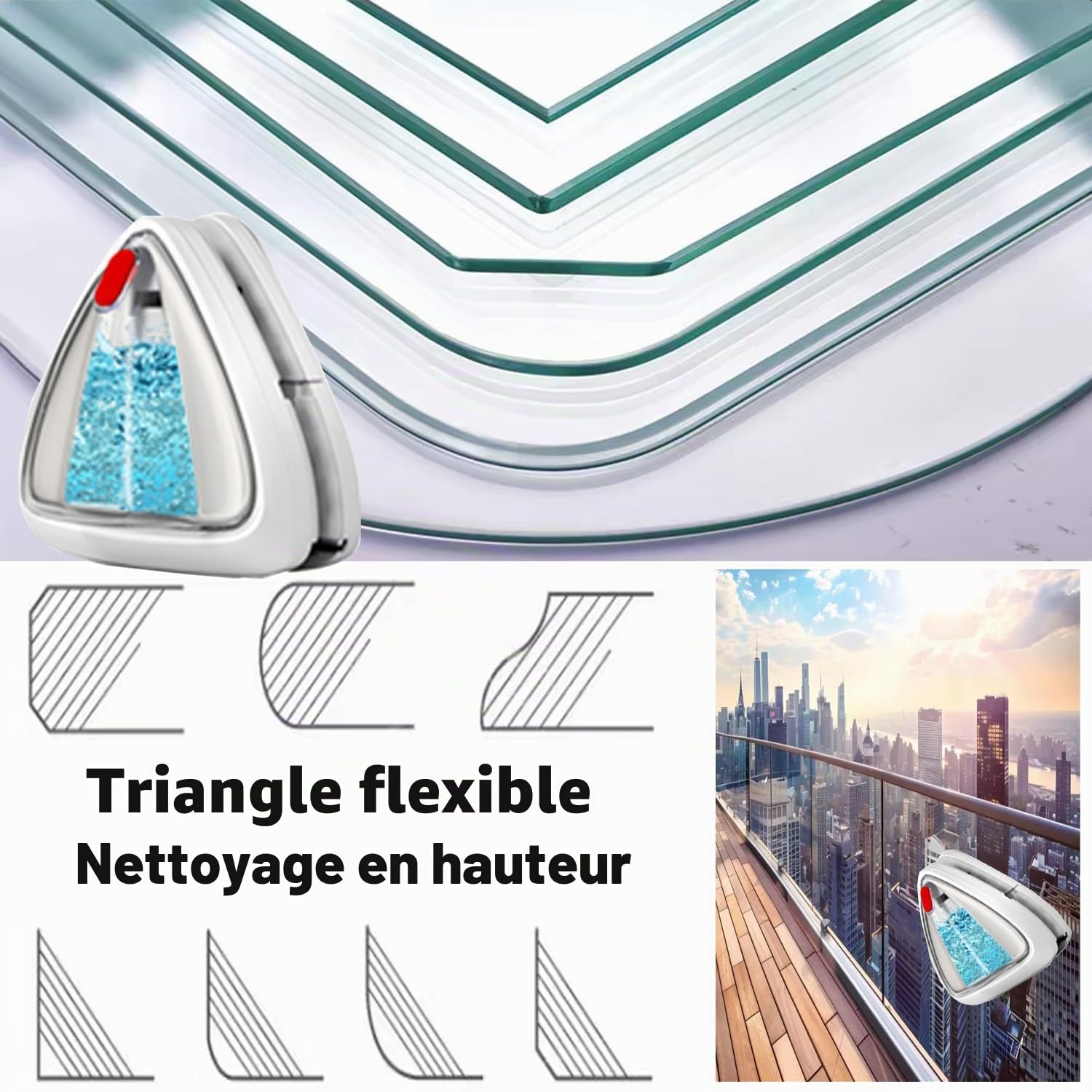 Hooha Nettoyeur de vitres magnétique double face de 25 à 35 mm avec corde de sécurité escamotable de 2,5 m - Sans fil - Nettoyeur magnétique pour vitres - Facile à utiliser et à ranger
