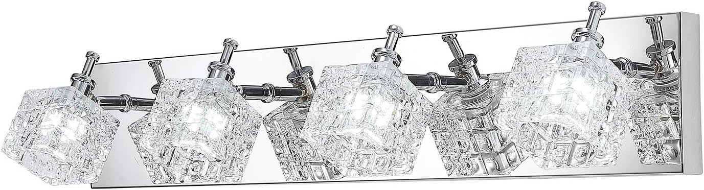 🔥 Hot Deals 4 Light Bathroom Vanity Light Fixtures Over Mirror, Modern Crystal Glass Vanity Lights, Stainless Steel