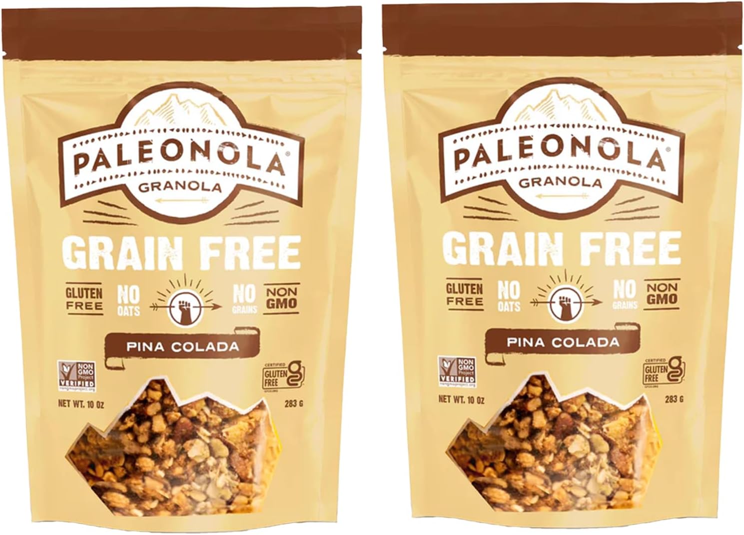 Paleonola Pina Colada Grain Free Granola, 10 Oz Resealable Bag (Pack of 2) - Grainless Paleo Granola Blended with Dried Coconut, Nuts, Seeds & Pineapples - Low Carb Gluten & Dairy Free, Non-GMO Snack