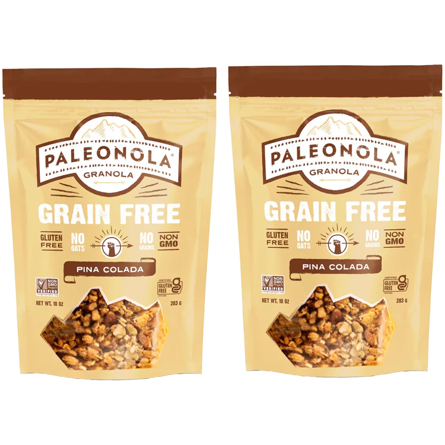 Paleonola Pina Colada Grain Free Granola, 10 Oz Resealable Bag (Pack of 2) - Grainless Paleo Granola Blended with Dried Coconut, Nuts, Seeds & Pineapples - Low Carb Gluten & Dairy Free, Non-GMO Snack