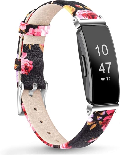 Vancle Replacement Strap for Fitbit Inspire HR Strap, Genuine Leather Replacement bands Compatible with Fitbit Inspire/Inspire HR, Women Men