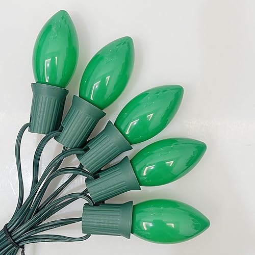 Miniatura 7 de SUNSGNE Paquete de 25 bombillas LED C9 de repuesto verdes de Navidad, luces LED C9 inastillables de plástico para exteriores, para luces de cadena