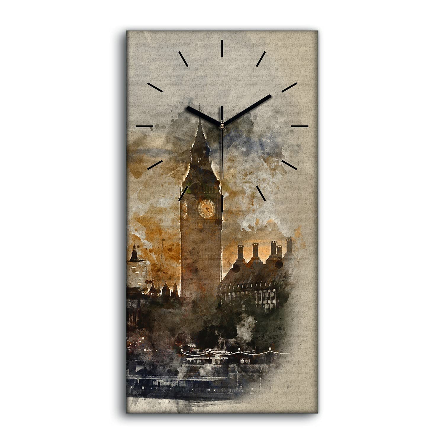 Horloge sur Toile Silencieuse Sans Tic-Tac Décoration Murale Moderne Londres 30x60