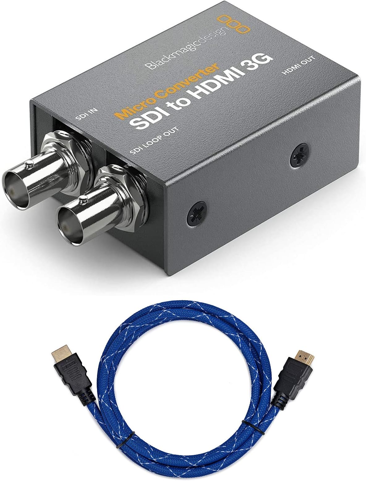 Blackmagic DesignMicro Converter SDI to HDMI 3G with Power Supply Bundle with Knox Gear Nylon-Braided 4K High-Speed HDMI Cable (2 Items)