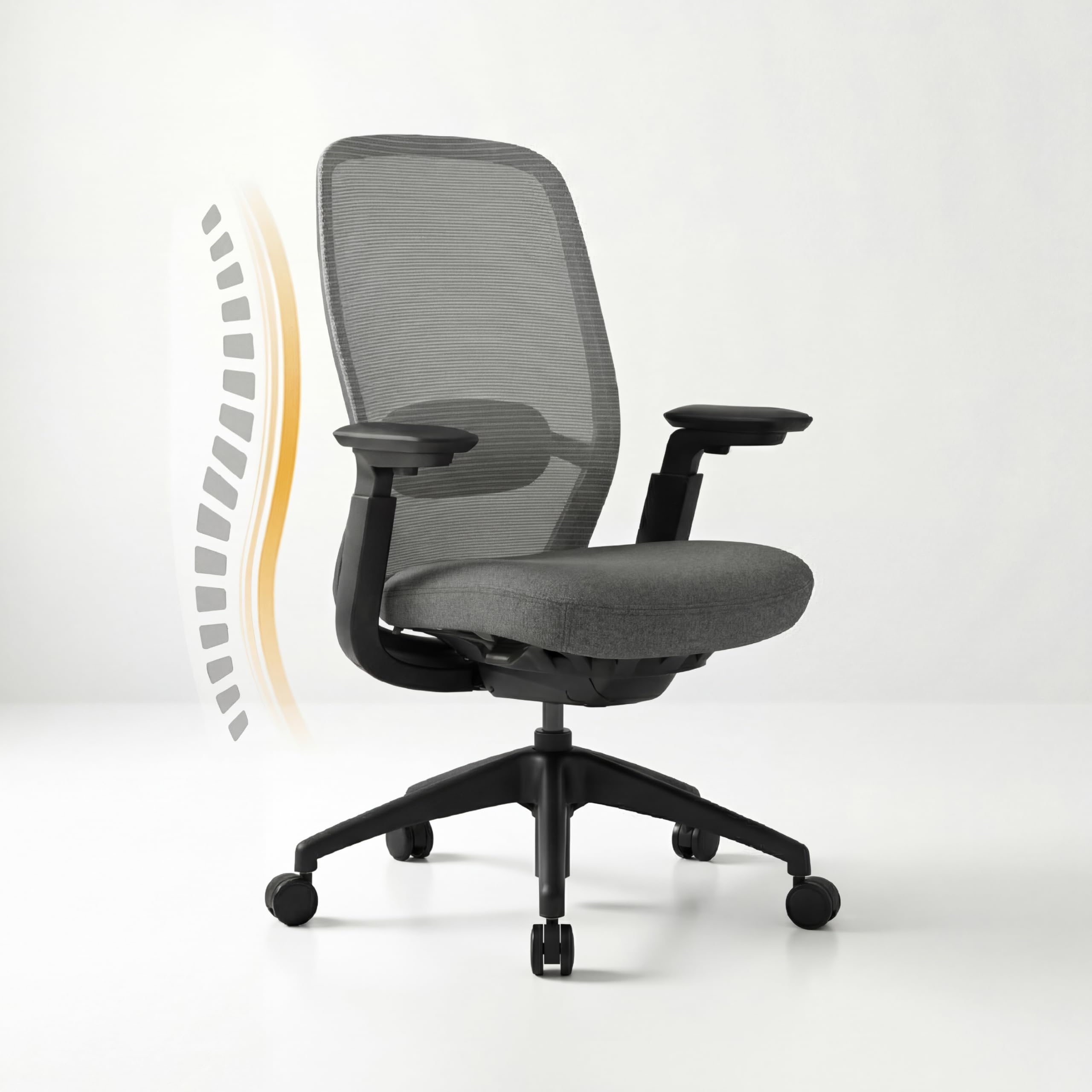 COLAMY Ergonomic Office Chair with Adaptive Recline & Tilt Lock, Mesh Desk Chair with 4D Armrests, Adjustable Lumbar Support & Headrest, Saddle Seat Cushion, Heavy Duty 136kg Executive Computer Chair