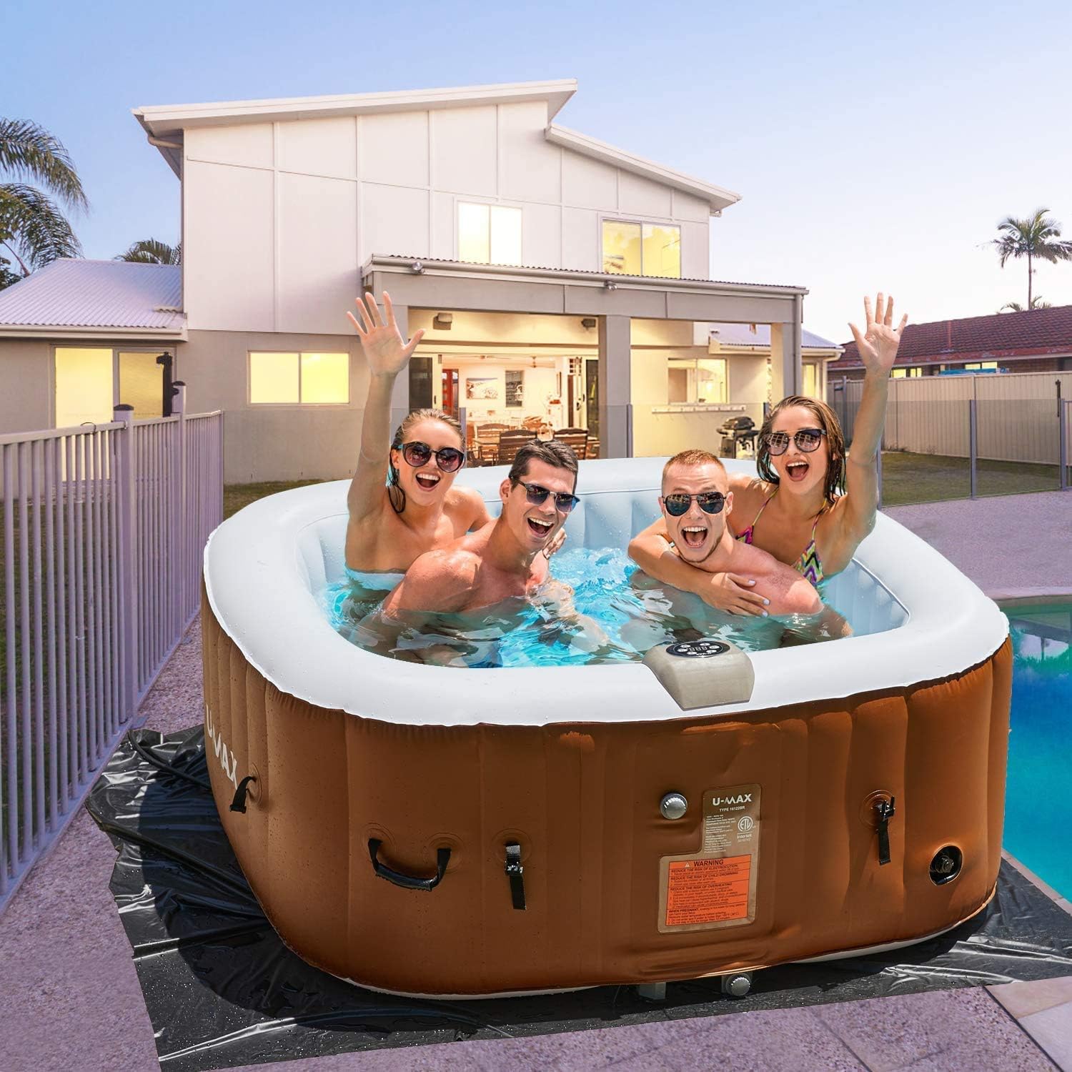UMAX Portable Inflatable Hot Tub with Heater and Bubble Function in