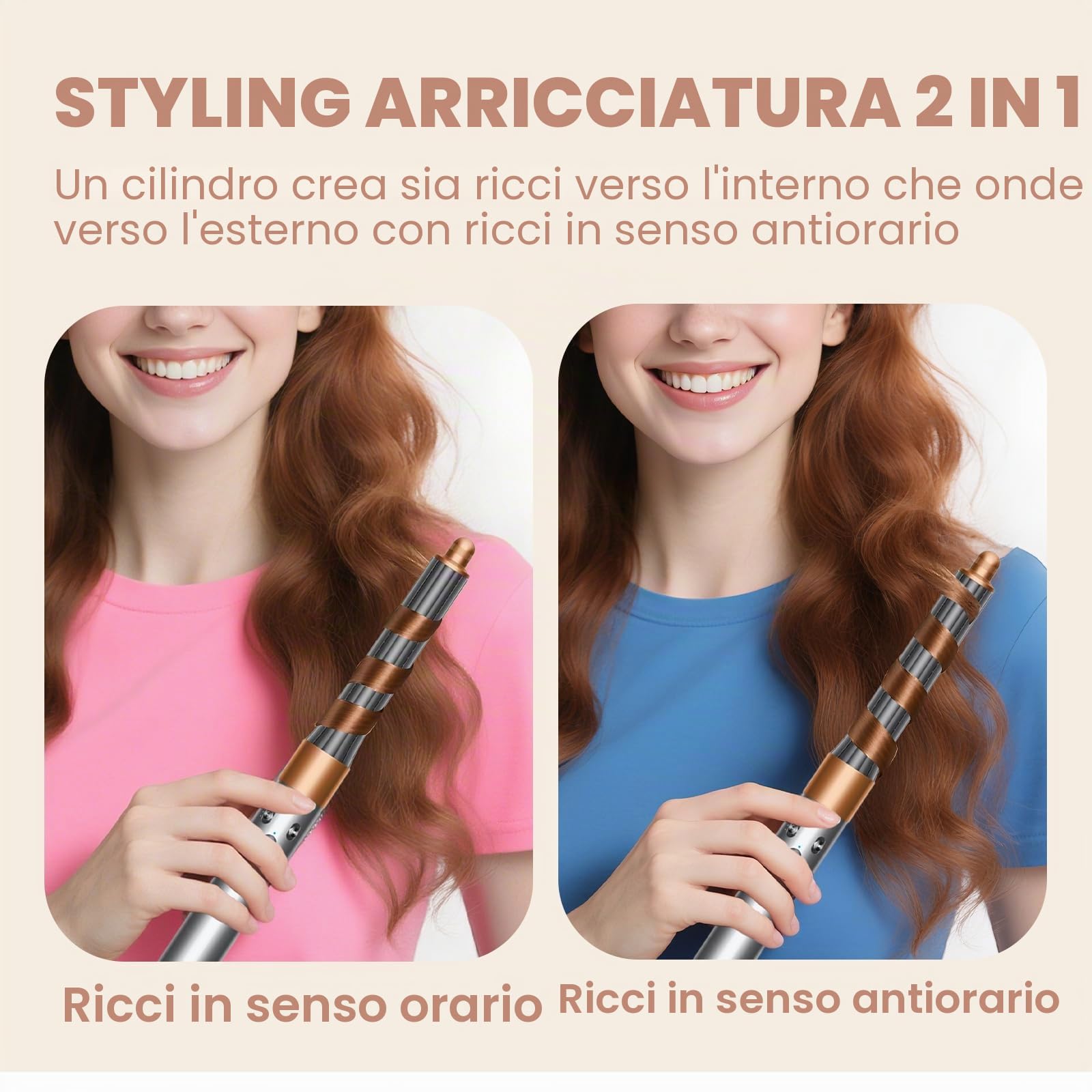 Accessorio Riccioli Conici per Dyson Airwrap, 20-36 mm, Dorata | Compatibile con HS01/HS05/HS08, Ferro Conico Capelli