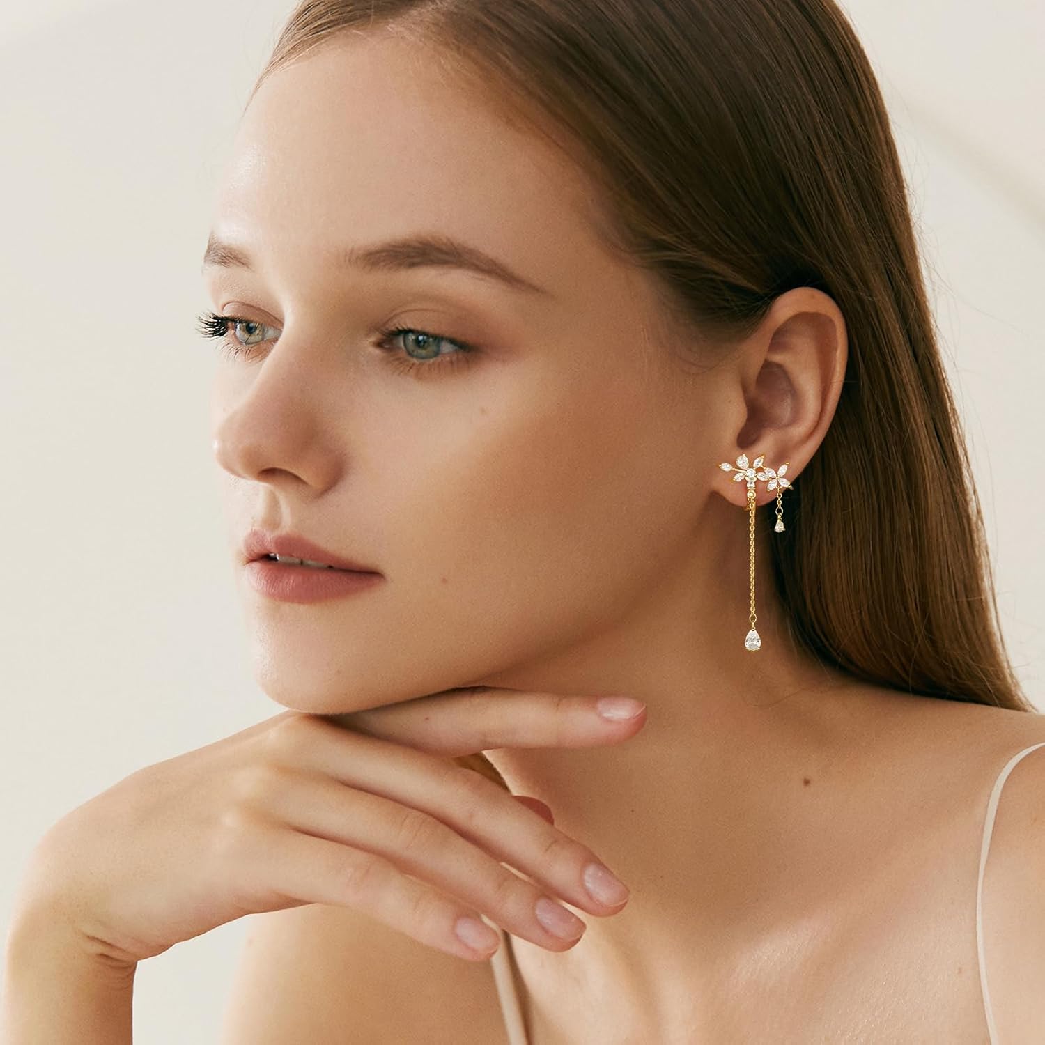 Clip on Earrings for Women Cubic Zirconia 925 Sterling Silver Plated Long Tassel Dangle Drop Clip Earrings Non Pierced Earrings for Women Jewelry Gifts Wedding Party - Image 3