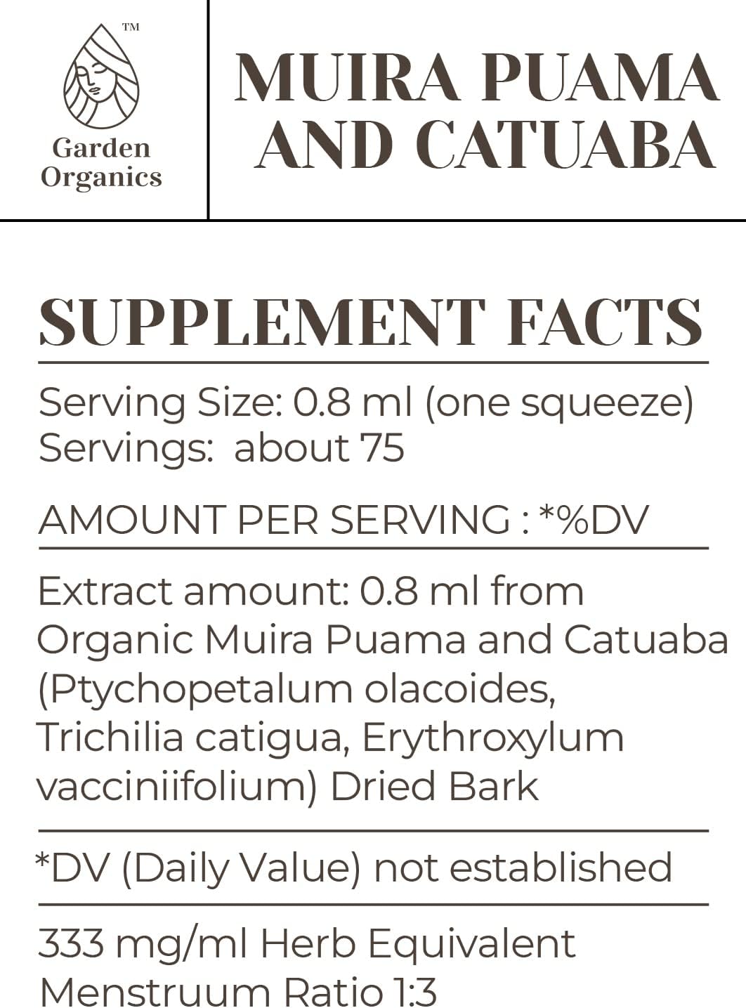 Muira Puama y Catuaba Extracto líquido de tintura libre de alcohol (Ptychopetalum Olacoides y