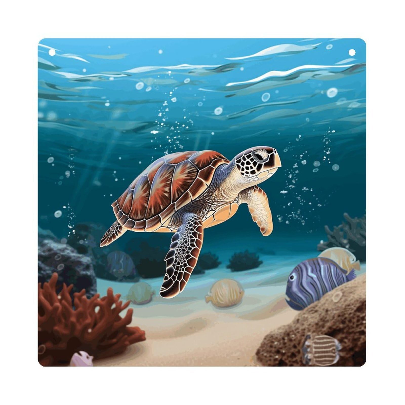 Adfgyerh Style Sea Turtle Swimming Hanging Ornaments Window Hanging Modern Acrylic Decor For Living Room Bedroom Dining Room Hallway Office Wall Decor, 8X8 In