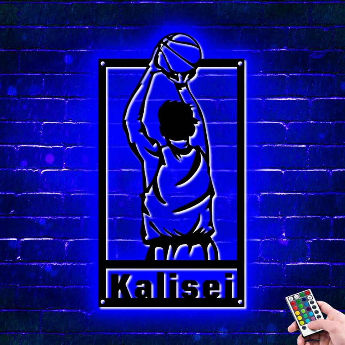 Custom Name & Number Basketball Wall Art Neon Sign,Personalized Basketball Player Metal Sign With LED Light,Basketball Sports Home Décor for Bedroom,Christmas Birthday Basketball Kids Gift