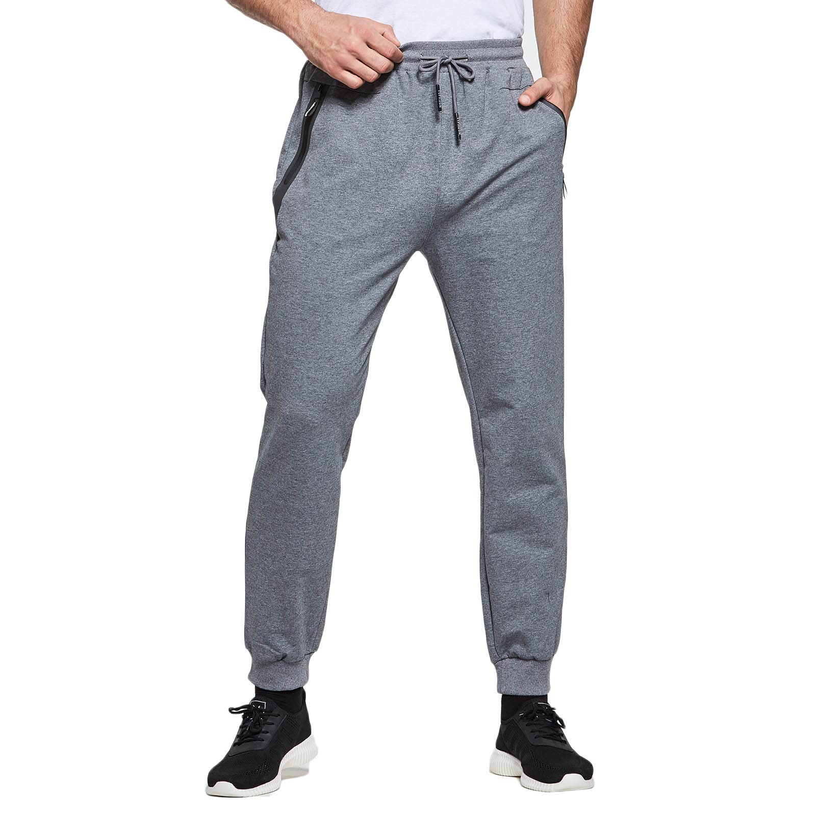 JustSunMens Joggers Slim Fit Sweatpants Track Pants with Zipper Pockets