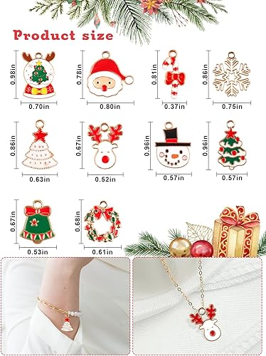 Miniatura 3 de Kalolary 2510 cuentas de Navidad para hacer joyas, muñeco de nieve, Papá Noel, alce, esmaltes, cuentas de acrílico de Navidad, cuentas espaciadoras