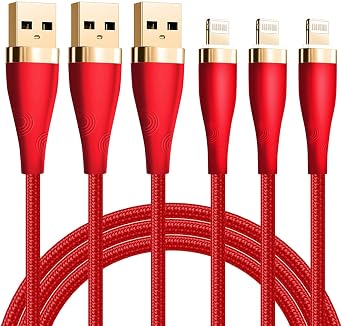 Lightning Cable [MFi Certified] - iPhone Charger [3Pack 6ft] Nylon Braided Lightning to USB A Fast Charging Syncing Transfer Cord Compatible with iPhone 12 11 Pro Max XS XR X 8 7 6S 6 Plus SE 5S