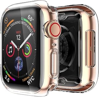 2 Pack Smiling Case Built in TPU Screen Protector Compatible with Apple Watch Series 8/ Series 7 45mm, Soft Slim Case Ultra-Thin Bumper Overall Protective Cover- Clear