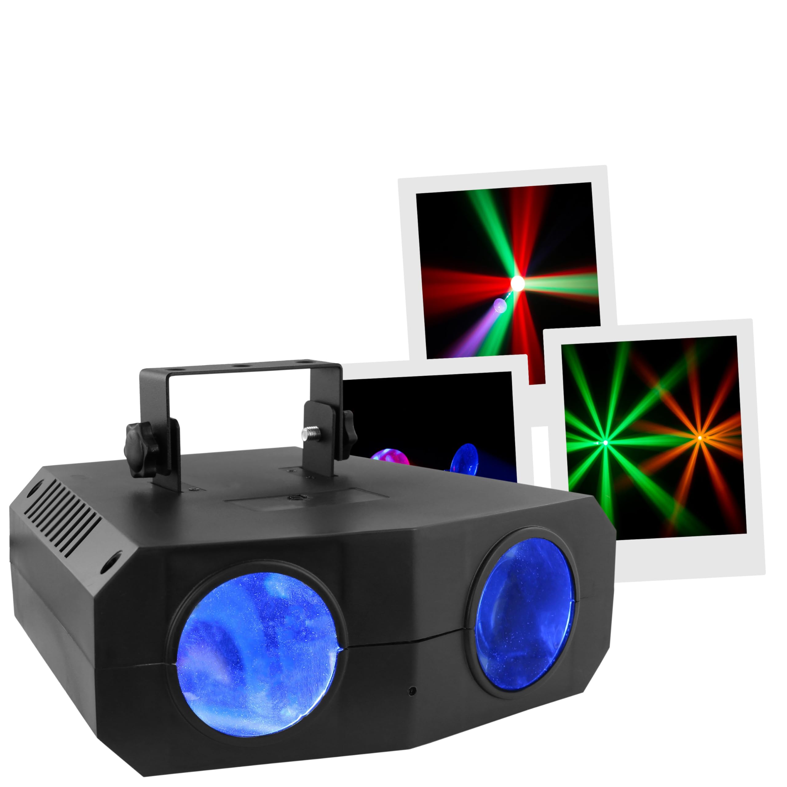 Jeu de lumière BOOMTONEDJ Double Moon,114 LEDs de 5mm RGBWA (24 rouges, 18 vertes, 36 bleues, 18 blanches, 18 ambres), Plug&Play facile à utiliser, programmes automatiques de qualité, télécommande...