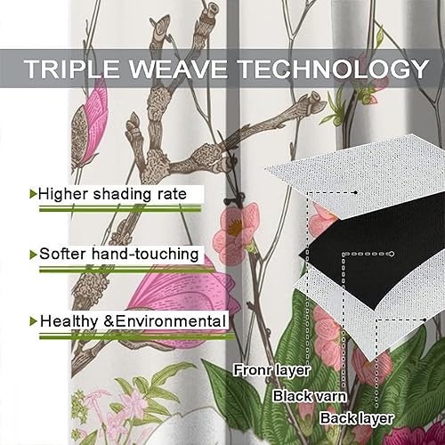 Miniatura 158 de Retro 70s Floral Blackout Window Curtains, Watercolor Flower Plant Rustic Modern Style Pattern Window Drapes, for Bedroom Living Room 42x45in 2