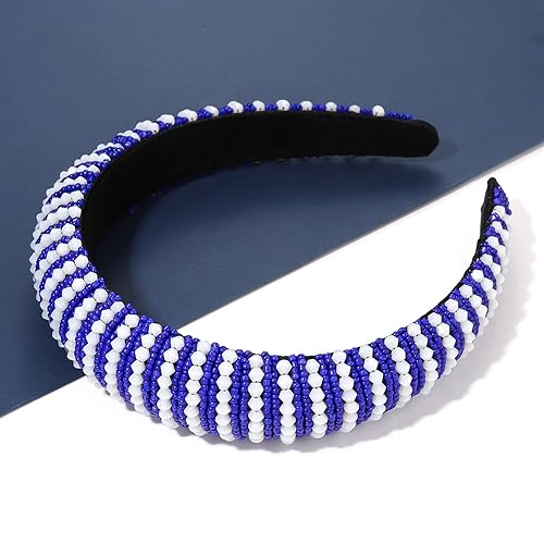 Miniatura 2 de NVENF Diademas acolchadas con diamantes de imitación de cristal para mujer, diadema ancha de terciopelo biselado, accesorio para el cabello o