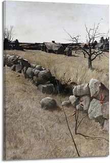 Andrew Wyeth Famous Art poster (The Stone Fence Wall Art Gifts Bedroom Prints Home Decor Hanging Picture Canvas Paintings 12x18inch(30x45cm)