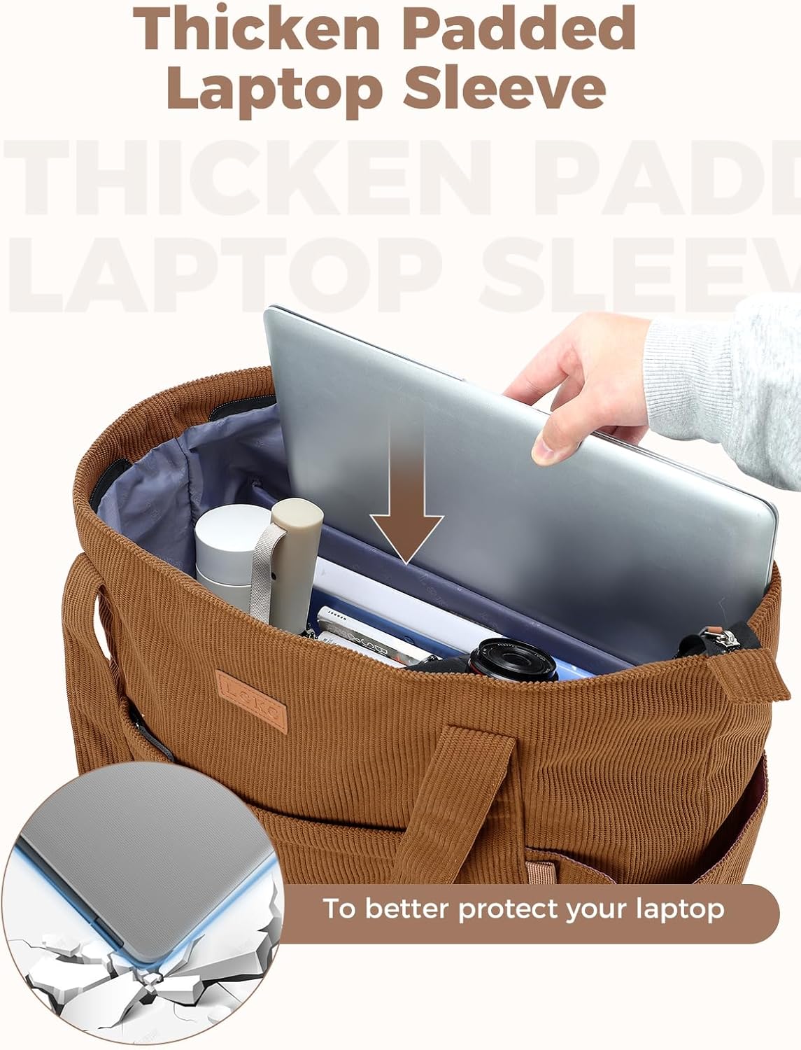 Laptop Tote Bag for Women - 17'' 15'' Large Capacity Shoulder Bag with Zip and Pocket for Work Travel Shopping