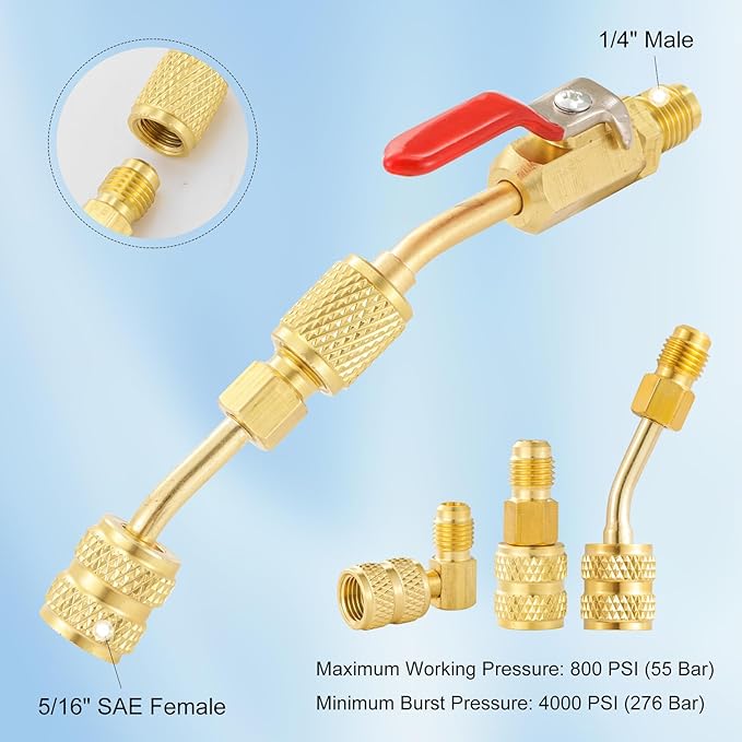 Juego de Válvulas de Bola Anguladas para Refrigerante AC, 10 Piezas miniatura 5