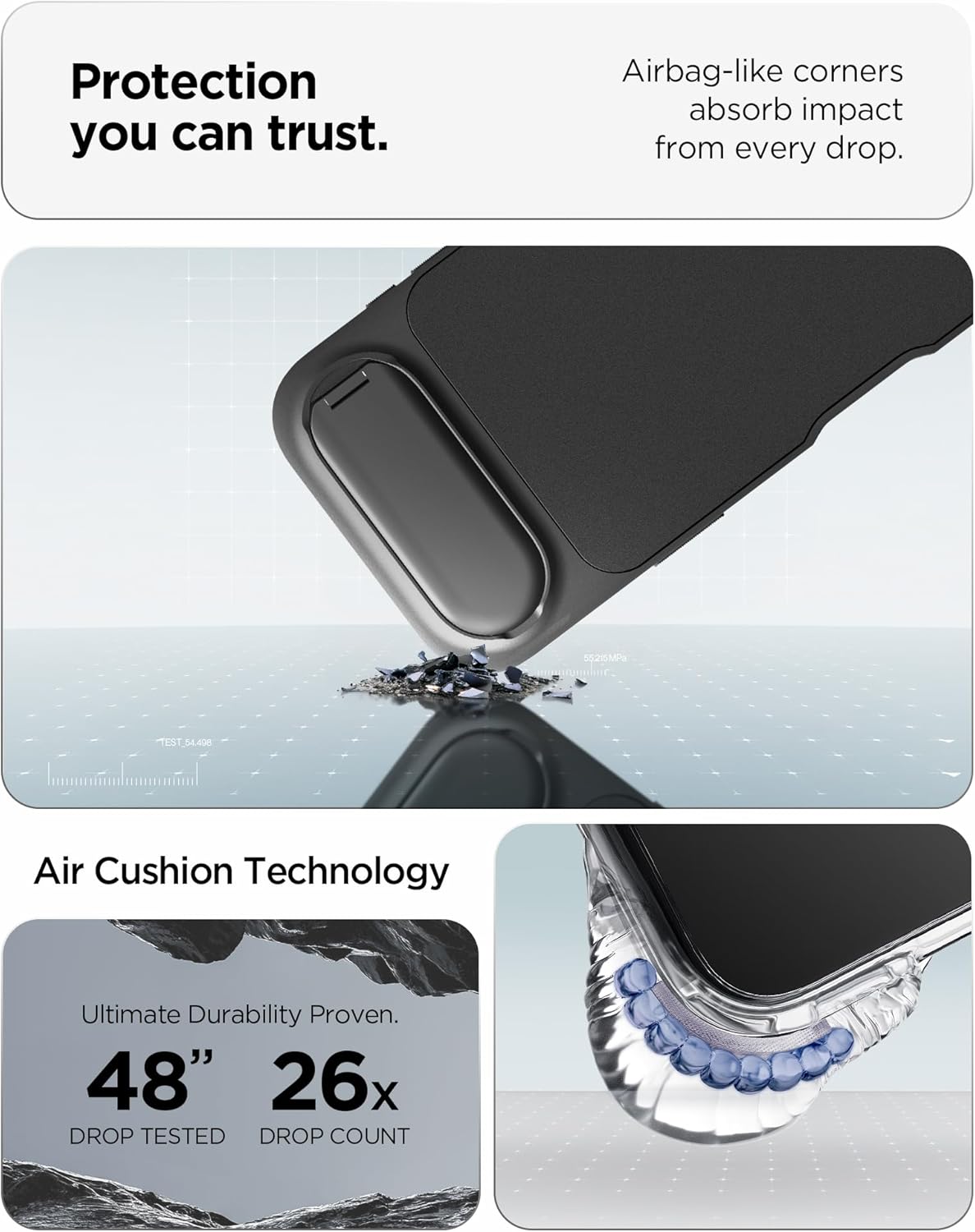 Spigen for iPhone Air Case, Optik Armor MagFit [TPU Covered Camera Control] [Camera Cover/Kickstand] [Compatible with MagSafe] - Black