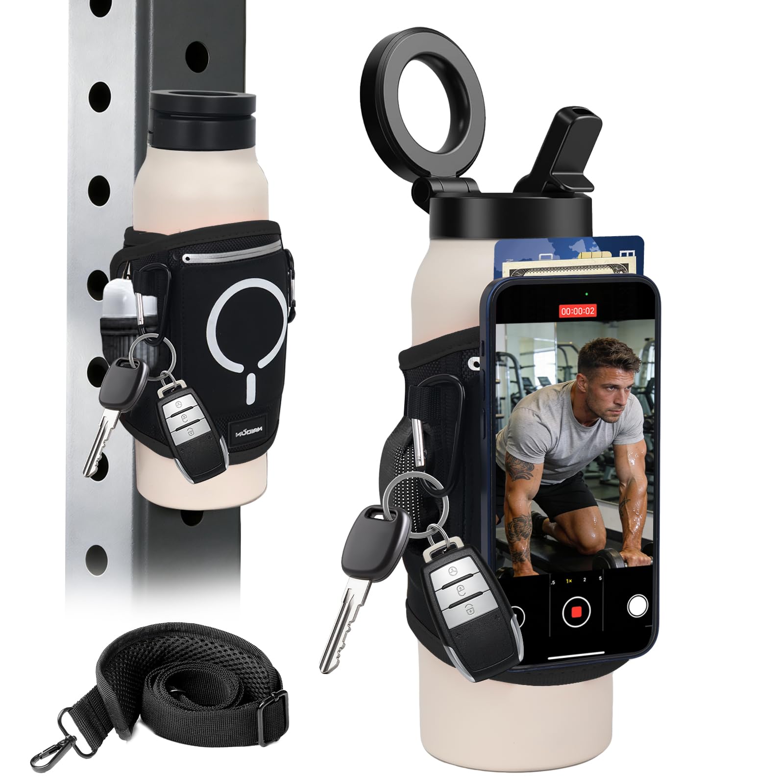 Magnetic Water Bottle & Phone Holder -1