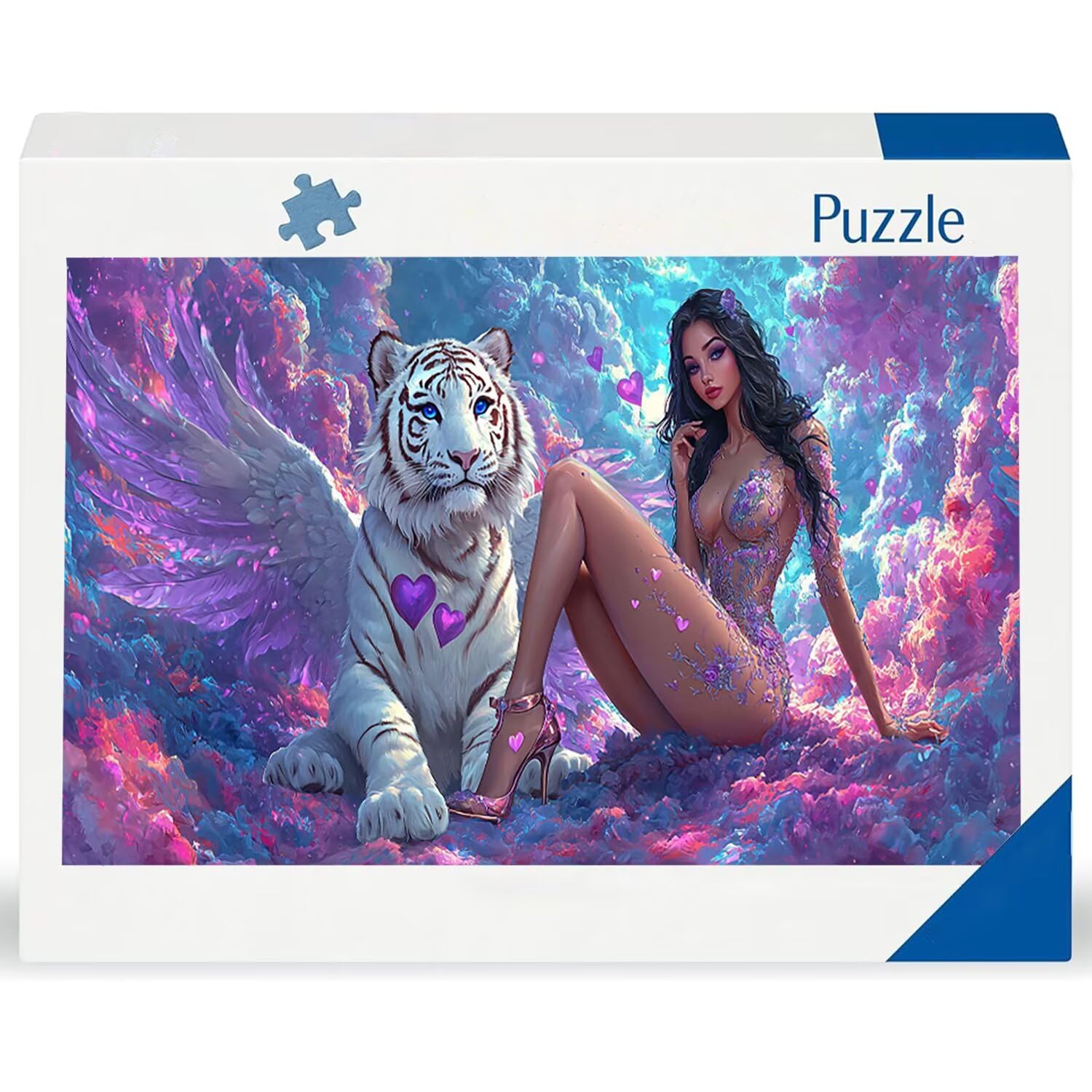 Puzzle dla dorosłych 1692 sztuk, Tiger sexy woman Puzzle, twardy, wyzwanie, puzzle idealnie pasują, napis na plecach, bez pudru, prezent dla seniorów (179 x 31 cm) v632