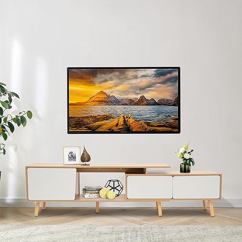 MARTEXBUY Moderno soporte de TV, mueble de almacenamiento para consola de sala de estar, soporte de TV de perfil bajo con almacenamiento, centro de